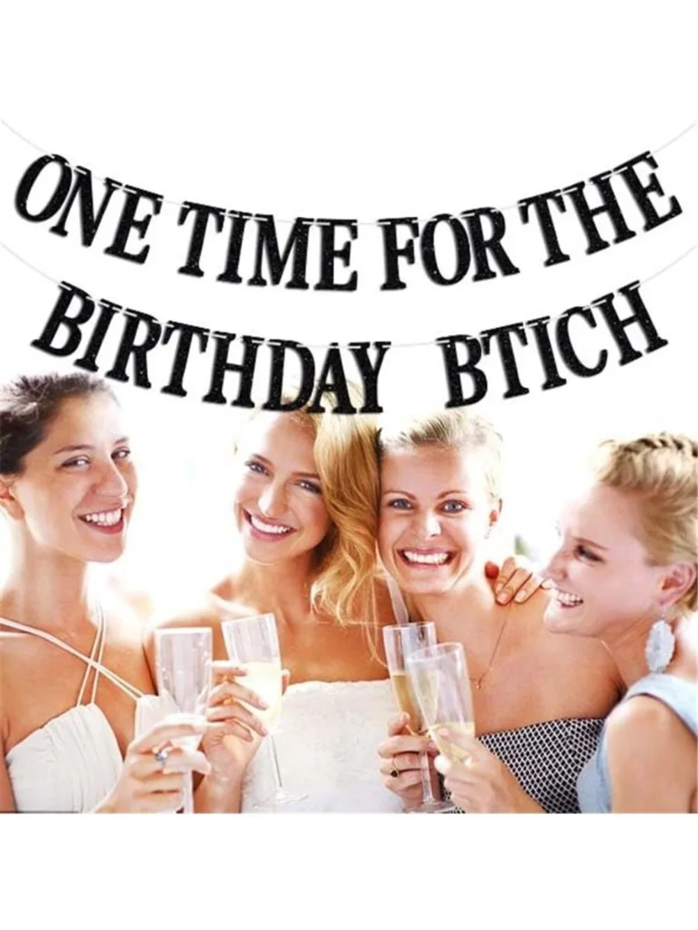 One Time For The Birthday Girl Banner Funny Bday Party Sign Decoration Black